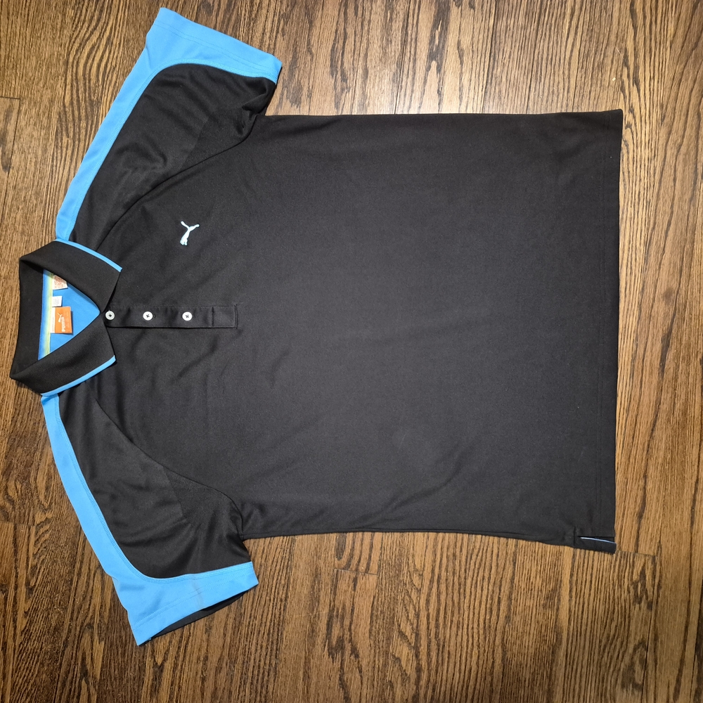 Puma Men's Black and Blue Polo Shirt